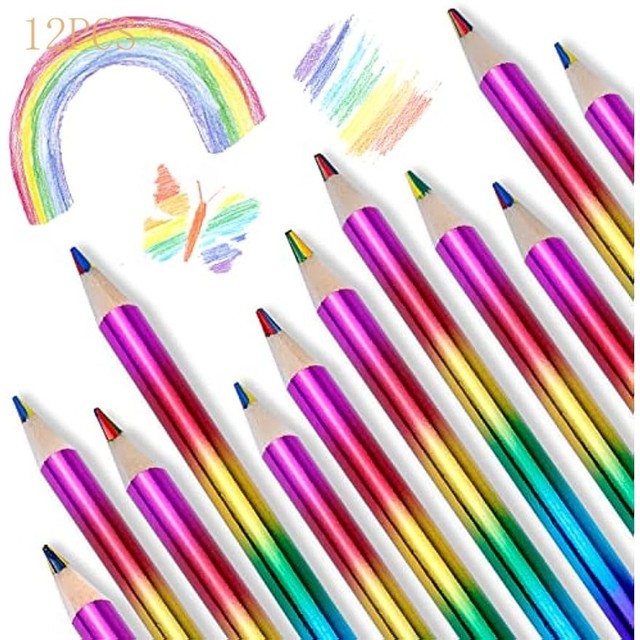 4 Color in 1 Colorful Rainbow Pencils for Kids Multi Colored Pencil Laser  Colored Pencils for